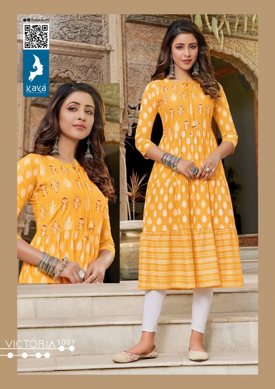 Kaya Victoria Stylish Fancy Ethnic Wear Rayon Printed Designer Kurti Collection